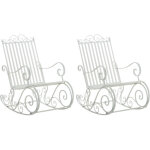 Lot de 2 fauteuils à bascule d'extérieur smilla en fer forgé blanc Lot de 2 fauteuils à bascule d'extérieur smilla en fer forgé blanc