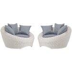 Lot de 2 fauteuils de jardin en r�sine tress�e ivoire - whiteheaven de mylia