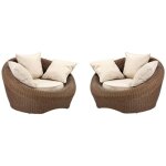 Vente - unique - lot de 2 fauteuils de jardin en résine tressée marron - whiteheaven de mylia Vente - unique - lot de 2 fauteuils de jardin en résine tressée marron - whiteheaven de mylia