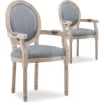Intensedeco - lot de 2 fauteuils médaillon louis xvi tissu gris Intensedeco - lot de 2 fauteuils médaillon louis xvi tissu gris