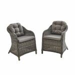 Lot de 2 fauteuils en r�sine tress�e arrondie - lecco - coussins . chaises. structure aluminium gris ...