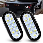 Lot de 2 feux arrire ovales  led de 15 cm, blancs, 10 led avec ?illets encastrs, fiches tanches ip67, ...
