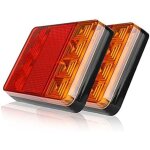 Lot de 2 feux arri�re de remorque, 8 led pour voiture, camion, feux arri�re, feux d'avertissement �tanches, ...