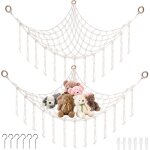 Lot de 2 filets de rangement pour doudous - hamac avec 6 crochets - pour chambre d'enfant, chambre � ...