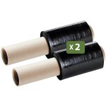 Lot de 2 film etirable opaque - poigne - petit format film emballage noir - 150 m - film support palette, ...