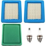 Lot de 2 filtres � air bougie dallumage pour moteur briggs & stratton 3 � 5 cv quantum 625 650 675 tondeuse ...