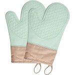 Lot de 2 gants de cuisine silicone antid�rapante, r�sistant � la chaleur jusqu?� 350�c, int�rieur en ...