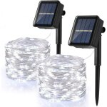 [lot de 2] guirlande lumineuse exterieur solaire, 120 led guirlande guinguette solaire �tanche 12m 8 ...