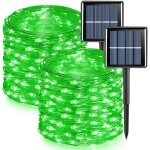 Lot de 2 guirlandes lumineuses solaires d'ext�rieur, fil de cuivre, �tanches, 22 m�tres par guirlande, ...