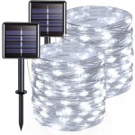 Lot de 2 guirlandes lumineuses solaires d'ext�rieur, fil de cuivre, �tanches, 7 m�tres par guirlande, ...