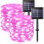 Lot de 2 guirlandes lumineuses solaires d'extérieur, fil de cuivre, étanches, 7 mètres par guirlande, ... Lot de 2 guirlandes lumineuses solaires d'extérieur, fil de cuivre, étanches, 7 mètres par guirlande, ...