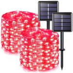 Lot de 2 guirlandes lumineuses solaires d'ext�rieur, fil de cuivre, �tanches, 7 m�tres par guirlande, ...