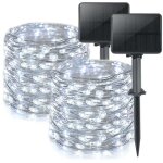 Lot de 2 guirlande solaire exterieur, totale 16m 160led lumineuse �tanche, 8 modes d�coration pour jardin ...