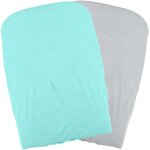 Lot 2 housses matelas a langer - blanc / perle - domiva