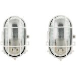 Lot de 2 hublots ovales 60w ip44 e27 classe ii - blanc - zenitech Lot de 2 hublots ovales 60w ip44 e27 classe ii - blanc - zenitech