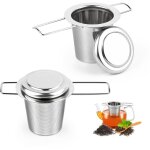 Lot de 2 infuseurs � th� en acier inoxydable - filtre � th� universel avec poign�e pliable et couvercle ...