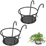 Lot de 2 jardini�res m�talliques suspendues rondes ? supports en fer pour pots de fleurs, panier de plantes ...