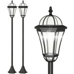Lot de 2 lampadaires solaires de jardin de 1, 3 m, lanternes led solaires pour terrasse, all�e et chemin ...