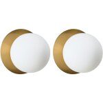 Lot de 2 lampes murales rondes globe métal verre doré bouble Lot de 2 lampes murales rondes globe métal verre doré bouble