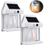 Lot de 2 lampes murales solaires ext�rieur jardin, lumi�res de s�curit� ext�rieures �tanches ip65 avec ...