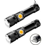 Lot de 2 lampes de poche led rechargeables ? torches puissantes, 1200mah, id�ales pour camping et outdoor, ...