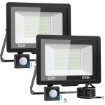 Lot de 2 lampes de scurit extrieures avec dtecteur de mouvement ? led ultra - lumineuses 50 w ? alimentati ...