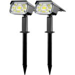 Lot de 2 lampe solaire exterieur, 3 modes spot solaire exterieur jardin, fonction 2 en 1 et ip65 �tanche, ...