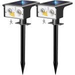 Lot de 2 lampe solaire exterieur detecteur de mouvement, 6500k lumiere ext�rieur puissant, 3 modes spot ...