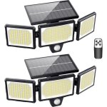 [lot de 2] lampes solaires ext�rieur puissante - 304led projecteur lumi�re solaire ext�rieure avec d�tecteur ...