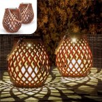 Lot de 2 lampes solaires ext�rieures - luminaires led effet rotin - 0. 2w ip55 - 2117 cm - pour jardin, ...