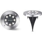 Lot de 2 lampes solaires de jardin blanches , 8 led 6 000 k , �tanches ip65 , �clairage d'ext�rieur encastr� ...