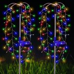 Lot de 2 lampes solaires  led clignotantes et oscillantes, 2 modes d'clairage, tanches, idales pour ...