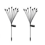 Lot de 2 lampes solaires, led, ip65, fixes, capteur de lumire, noir