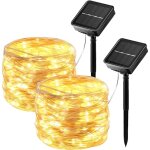 ?lot de 2?lampes solaires led pour jardin extrieur, guirlande lumineuse solaire 12 m 100 led, 8 modes ...