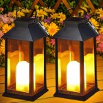 Lot de 2 lampes de table solaires d'extrieur avec flamme vacillante led , tanches ip44 , idales pour ...