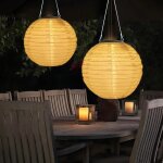 Lot de 2 lampions solaires d'ext�rieur r�sistants aux intemp�ries - 20 cm - lampes solaires en nylon ...
