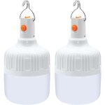 Lot de 2 lanternes de camping (150 w), lampe portable avec piles rechargeables usb, super lumineuses, ...