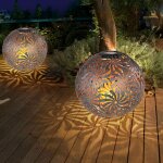 Lot de 2 led solaire enfichable lampe boule projecteur antique or jardin d�coration lampe d'ext�rieur ...