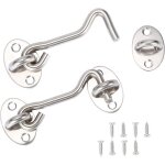 Lot de 2 loquets � crochet et ?illet en acier inoxydable, serrure � crochet de portail, serrure � crochet ...