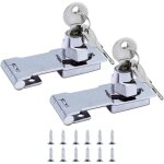 Lot de 2 loquets de porte en mtal de 3 pouces avec cadenas et cl - quincaillerie chrome