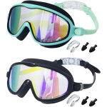 Lot de 2 lunettes de natation seago antibu�e et anti - uv, grand angle de vue, pour enfants de 3 � 14 ...