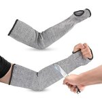 Lot de 2 manchons tricot�s r�sistants aux coupures, 45 cm, avec passe - pouces, pour le jardinage et ...