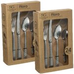 Lot de 2 ménagères flora en acier inoxydable - 48 couverts Lot de 2 ménagères flora en acier inoxydable - 48 couverts
