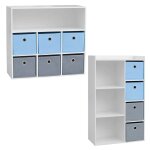 Lot de 2 meubles de rangement enfant bleu home deco factory
