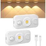 Lot de 2 mini lampes led sous meuble de cuisine avec d�tecteur de mouvement, usb - c rechargeable, lumi�re ...