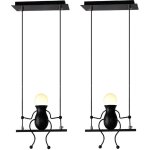 Lot de 2 moderne suspension cr�atif poup�e fer gens balan�oire enfants lampe suspendue salon chambre ...