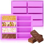 Lot de 2 moules � chocolat en silicone, rectangulaires et profonds, pour barres de c�r�ales, antiadh�sifs, ...