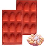 Lot de 2 moules � madeleines en gel de silice pour g�teaux, chocolats, bonbons, 9 cavit�s pour pattes ...