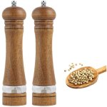Lot de 2 moulin a poivre bois, salieres et poivrieres manuel avec r�glables en c�ramique et fen�tres ...