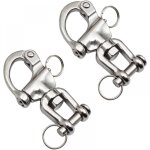 Lot de 2 mousquetons pivotants en acier inoxydable 316, mousqueton � d�gagement rapide pour drisse de ...
